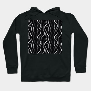 Monochrome Elegance: White Abstract Lines on Black Hoodie